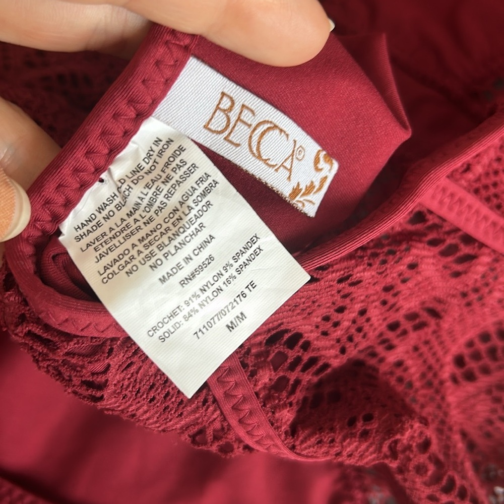 Becca La Boheme One Piece Crochet Lace Swimsuit M - Picture 7 of 7